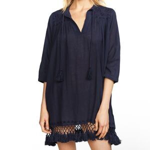 Roller Rabbit Cotton Lace Tunic Dress Navy XS